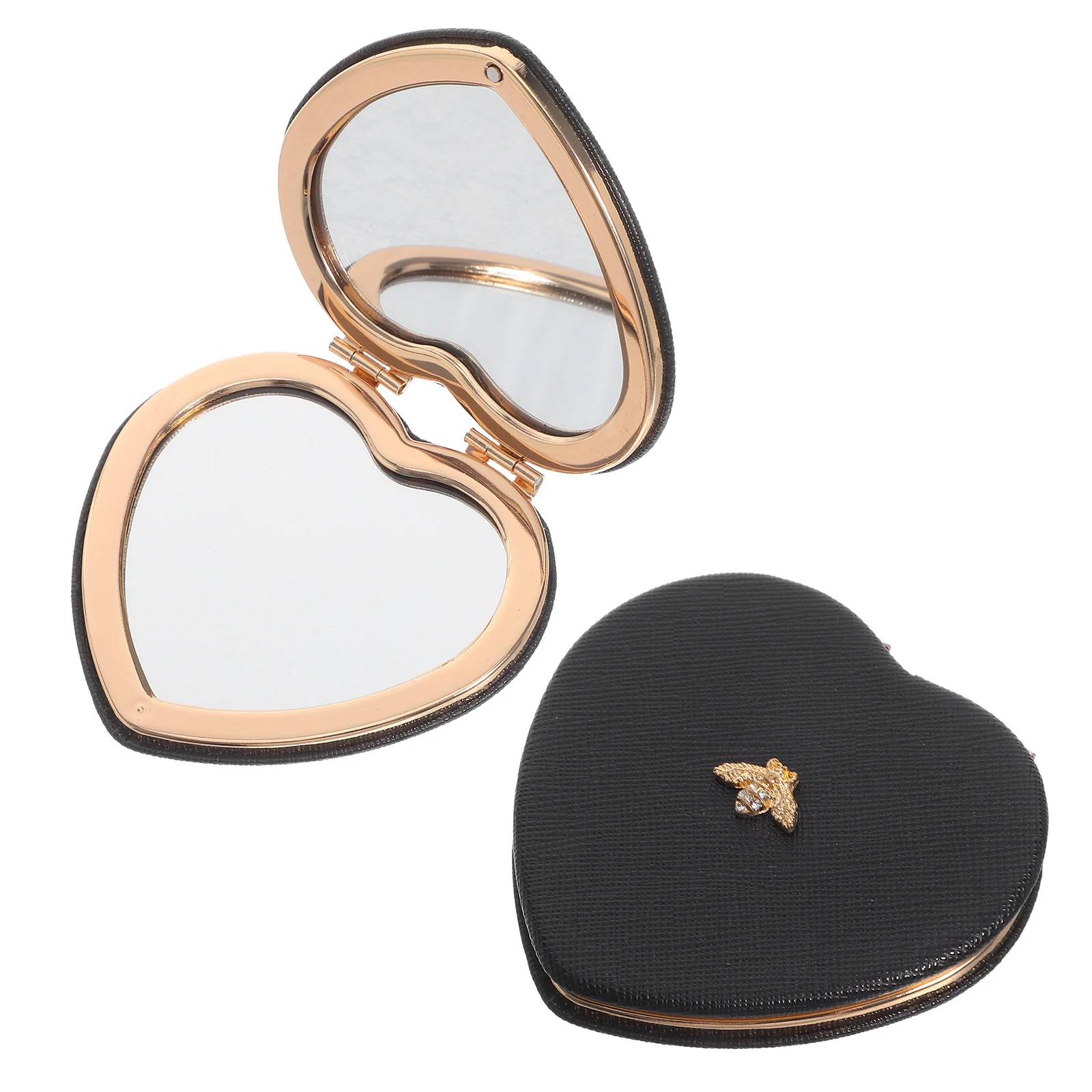 2Pcs Mini Compact -Shaped Folding Portable Double-Sided Clear Reflection Makeup Mirror for Women Girls Purse