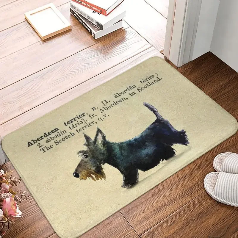 Scottie Dog Dictionary Art Doormat Non-Slip Bath Kitchen Mat Toilet Floor Door Entrance Carpet Rug