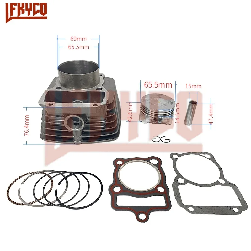 Motorcycle 65.5mm Big Bore Cylinder Kit Motor for Honda CG196 CG200 ZJ200 CG ZJ 200 to 250 BASHAN BS200 LONCIN SHINERAY LIFAN