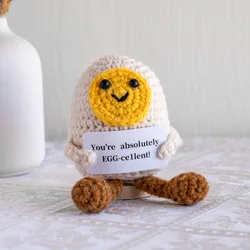 Funny Crochet Positive Energy Egg Doll Home Room Decoration Handmade Knitted Yarn Hug Pocket Egg Dolls with Card Christmas Gifts