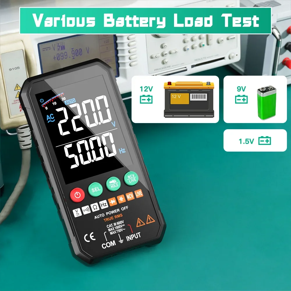 MASTFUYI 6000 Counts Digital Multimeter Ture RMS AC DC NCV Transistor Duty Multimetro Capacitor Temperature Voltage Smart Meter