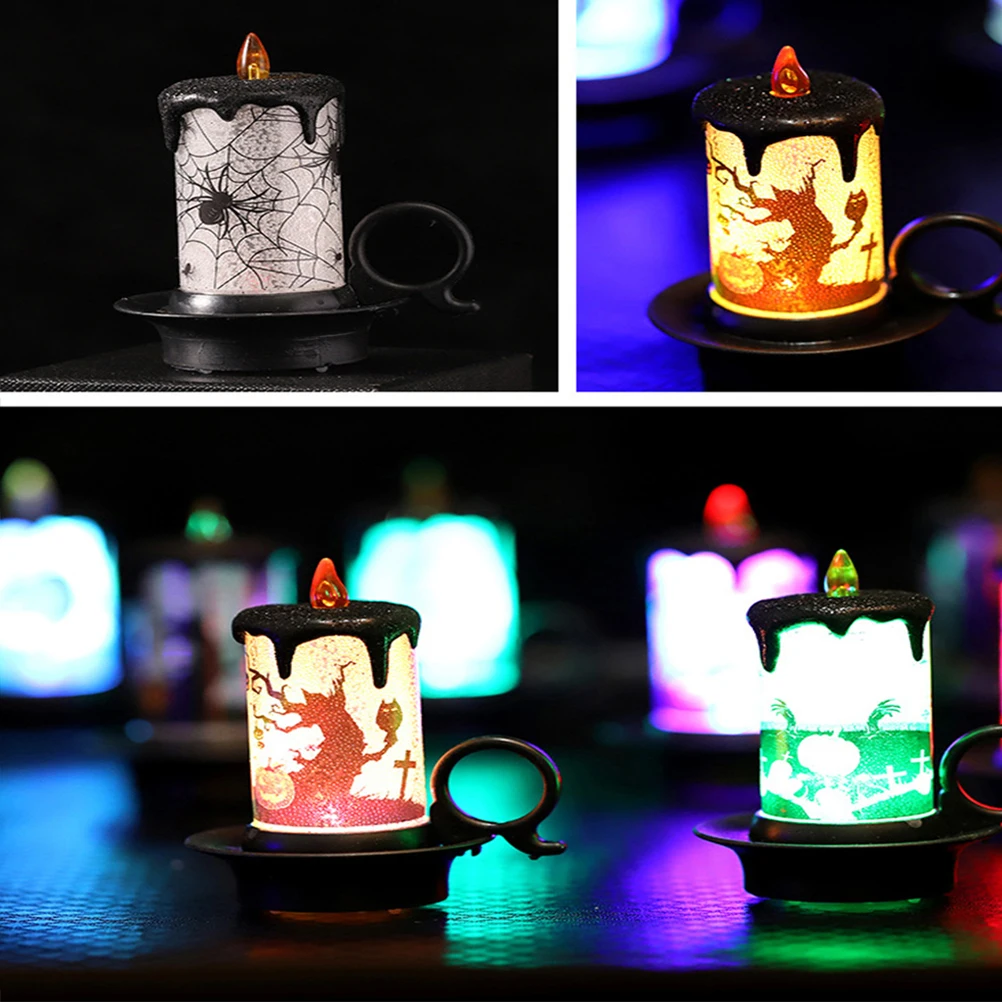 

2 Pcs LED Luminous Jack-o-lantern Colorful Light Pumpkin Night Haunted House Decoration Halloween Lamps Ornaments Indoor