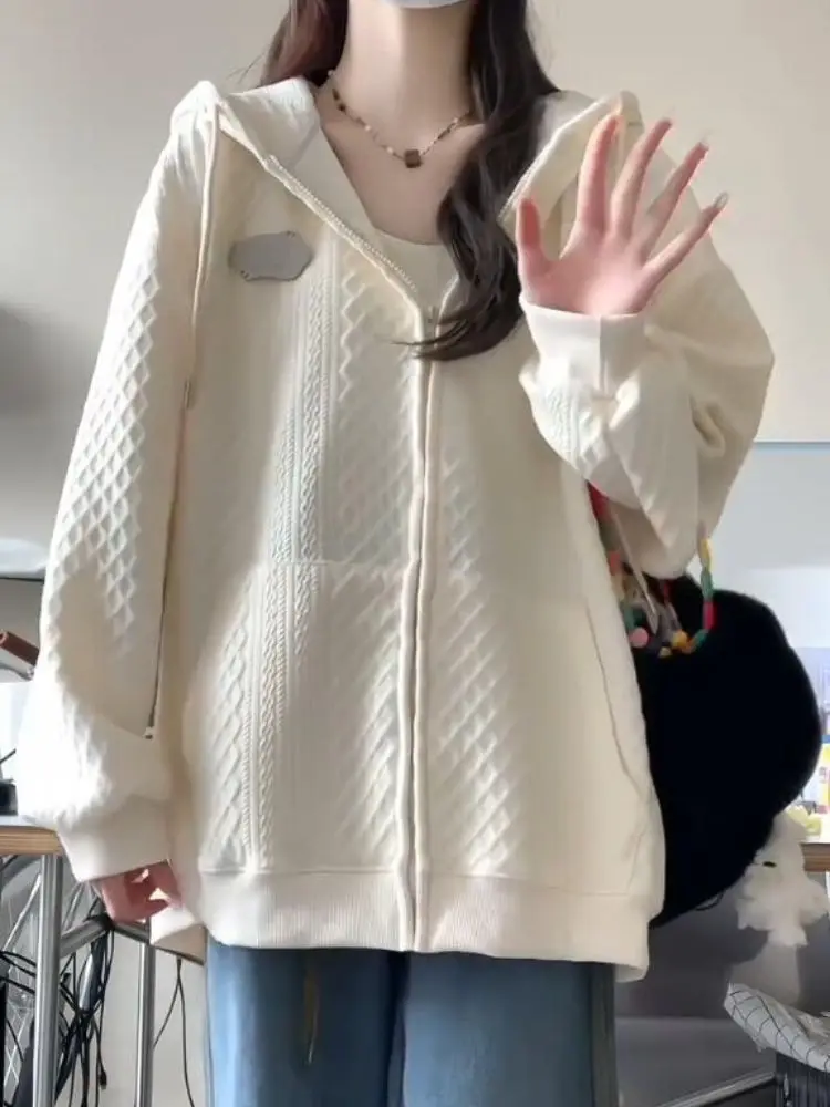 New Korean Style Hooded Cardigan Sweatshirt with a Stylish Jacket Design Super Popular Loose and Niche Top