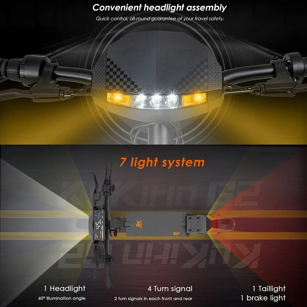 KuKirin G2 سكوتر كهربائي قابل للطي 1200 وات 80 كجم 48 فولت 15AH 45 كم/ساعة 55 كجم عمر بطارية طويل للغاية + هدية