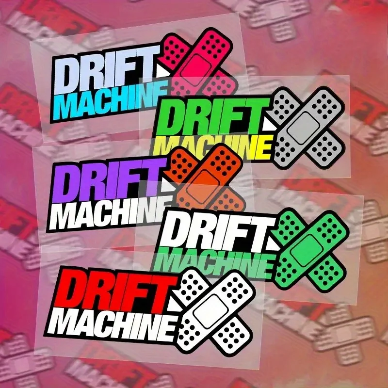 

1 шт. разноцветные наклейки в стиле повязки «DRIFT MACHINE», водонепроницаемые клейкие наклейки для декора автомобиля, мотоцикла, ноутбука
