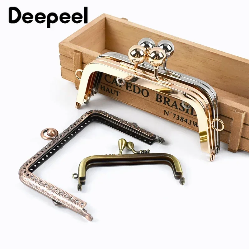 Metal Bag Handles para DIY, Bolsa Frame, bolsa de costura Suportes, Beijo Fecho Handle para sacos, Hardware, Carteira Frames Acessórios, 2pcs