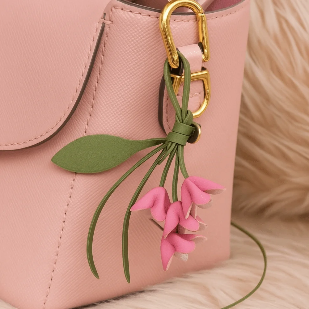 جميل شماعات زهرة بو الجلود قلادة اليدوية الكرتون الجلود المفاتيح الأزياء الإبداعية حقيبة قلادة اكسسوارات السيارات #5