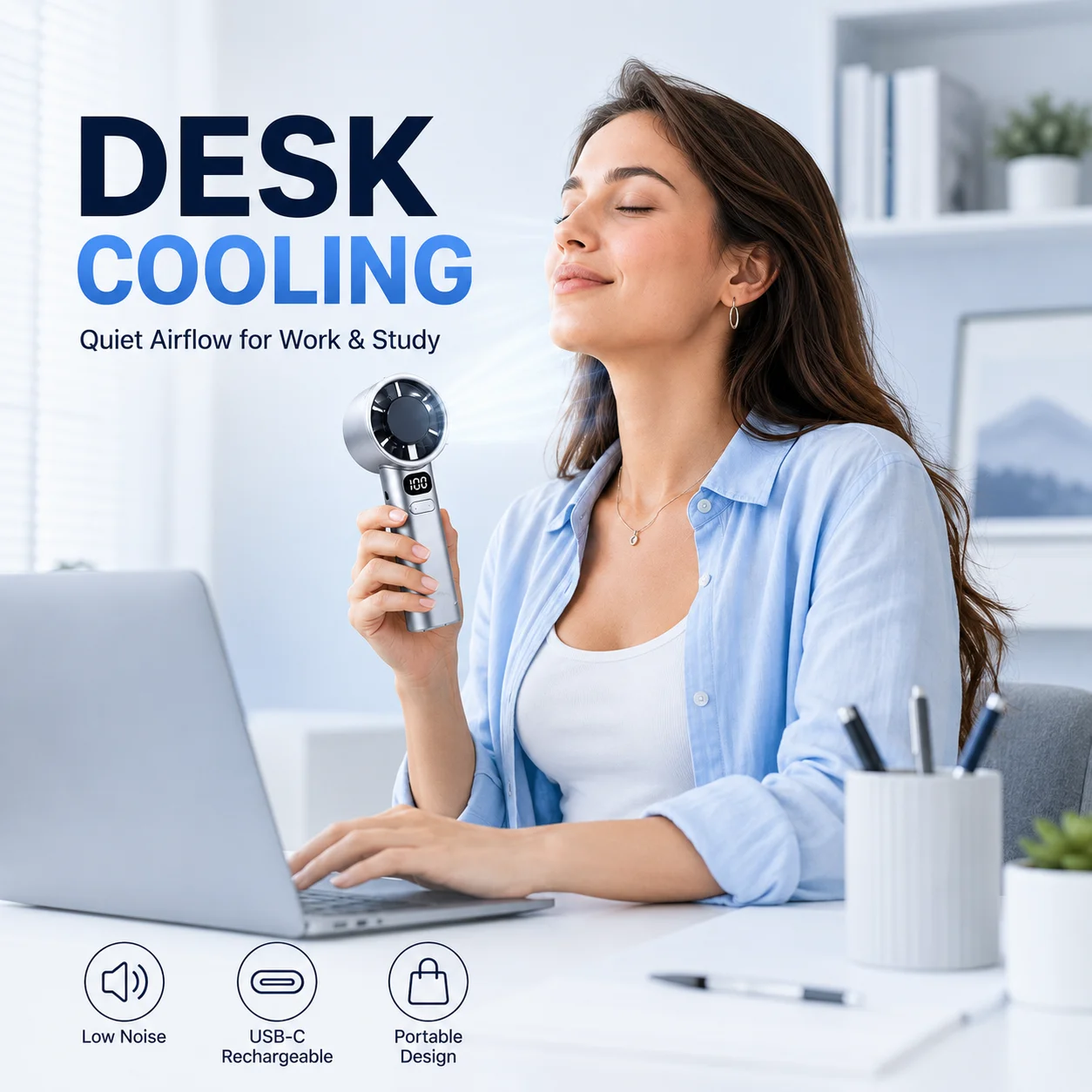 USB Rechargeable Handheld Fan 2026 Portable High Speed Turbofan Digital Display 120 Speeds for Outdoor Use