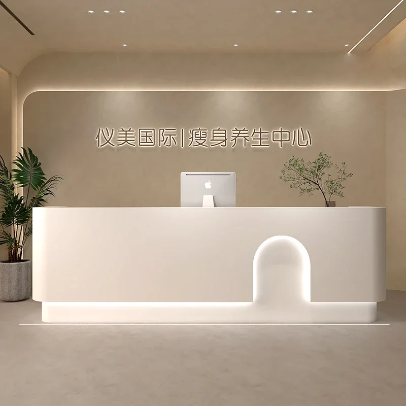 

Simple beauty checkout page front desk skin management yoga studio bar table reception desk