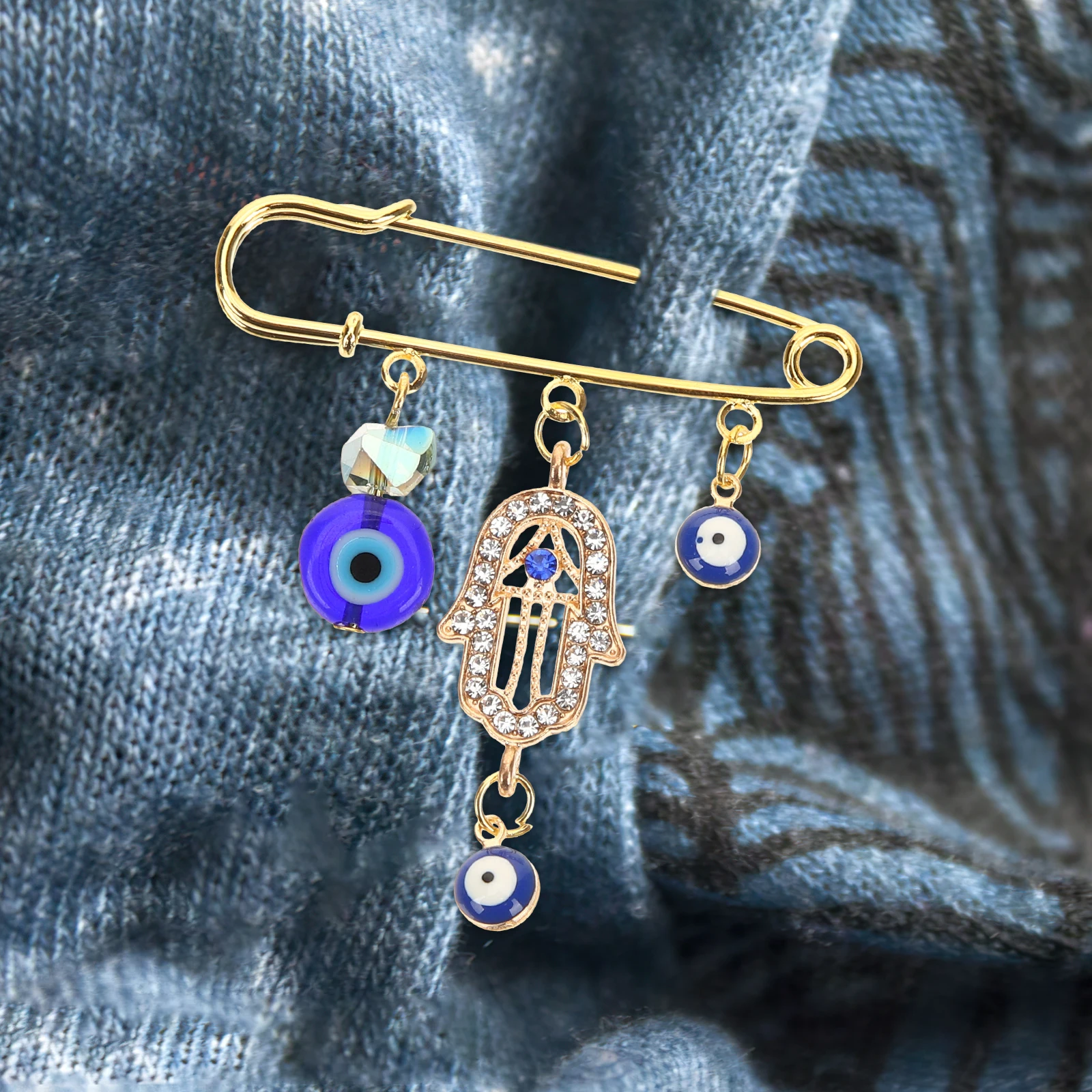 Fashionable Evil Eye Brooch Pin Classy Lapel Pin Eye-Catching Jewelry Scarf Sweater Shawl Cardigan Decor