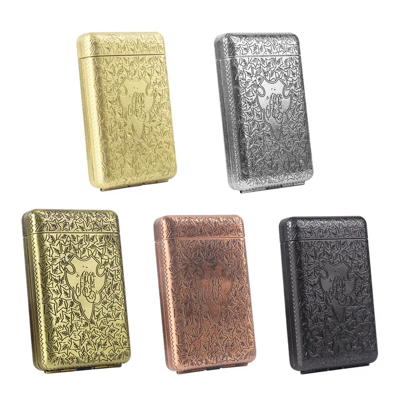 Cigarette Case Box Container Luxury Vintage Carved Cigarettes Tobacco Case Box Holder Pocket Storage Case Box Gifts