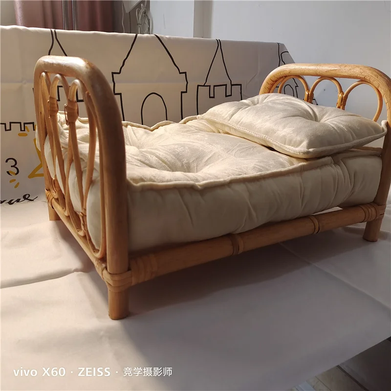 Newborn Photography Props Posing Photography Ornaments for Studio Rattan Baby Handmade Wood Bamboo Chair Baby Take Photo Bed