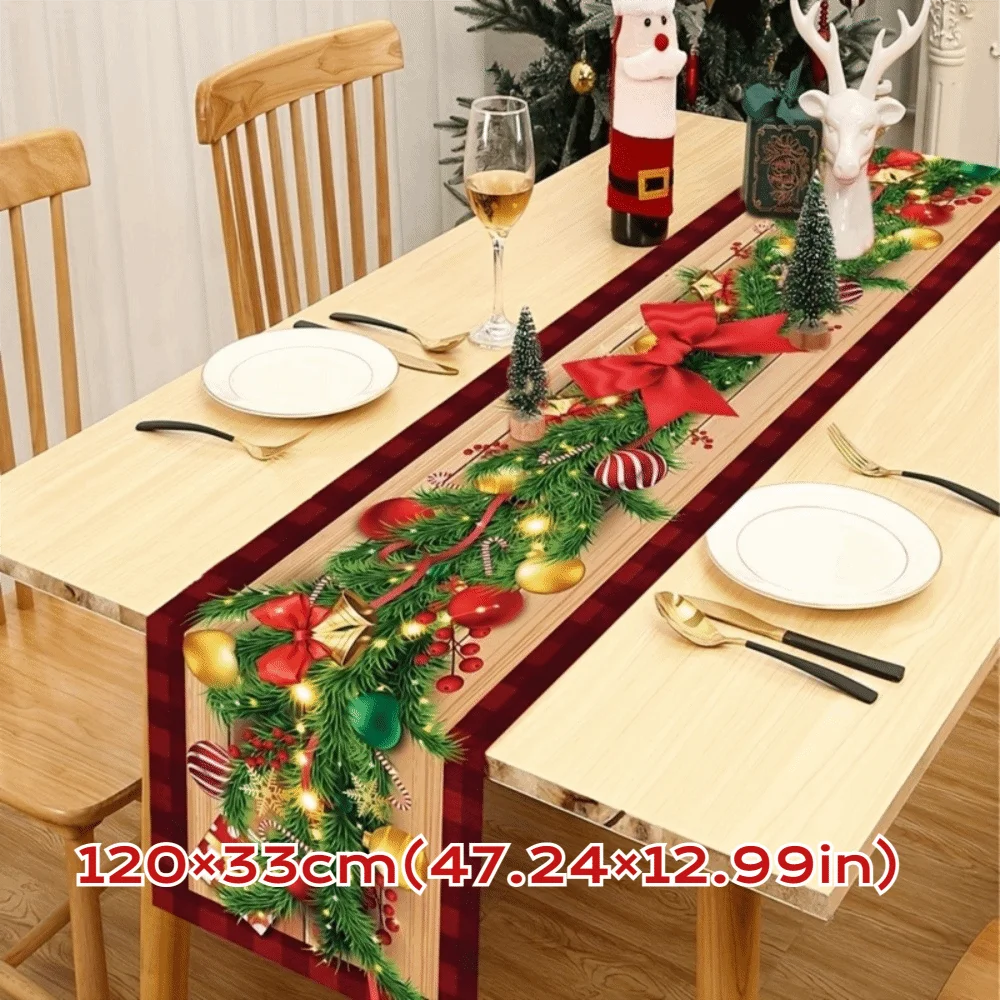 1Pc Polyester New Year Christmas Table Runner Xmas Party Flag Cover Christmas Table Flag Navidad Gift Table Cover Party Ornament