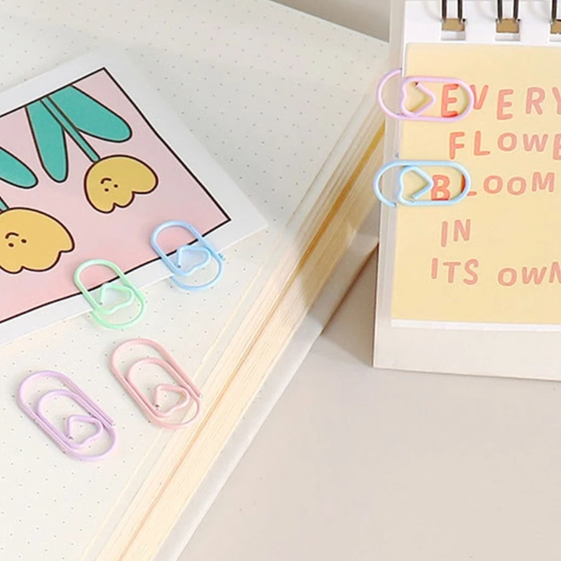 80 ชิ้นหัวใจสีสันกระดาษคลิป 20 มิลลิเมตรโลหะขนาดเล็กคลิปหนีบกระดาษผู้ถือแฟ้มคลิปโลหะที่คั่นหน้าสำหรับ Binding แฟ้มเอกสาร