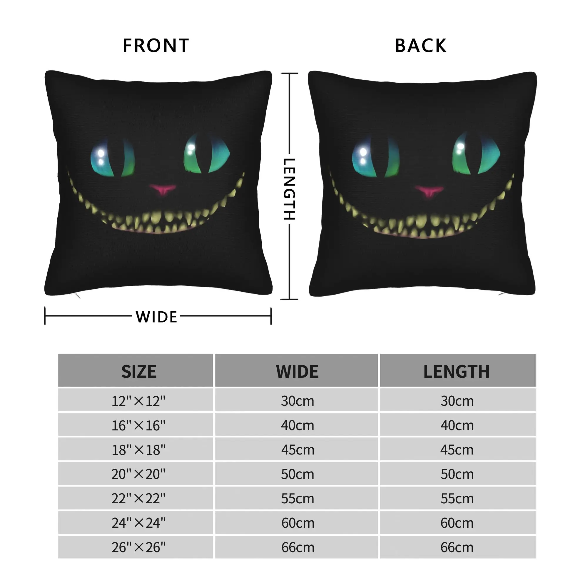 Alice in Wonderland Cat Square Pillow Covers Polyester Bed Car Cheshire Cat Cushion Case Funny Home Decoration Pillowcase 40*40