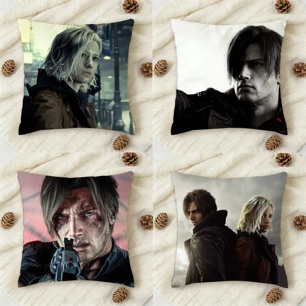 

R-ResiDent E-EviL R-ReQuiem Button Double-sided Printed Square Decorative Cushion Cover for Sofa Living Room Home Decor