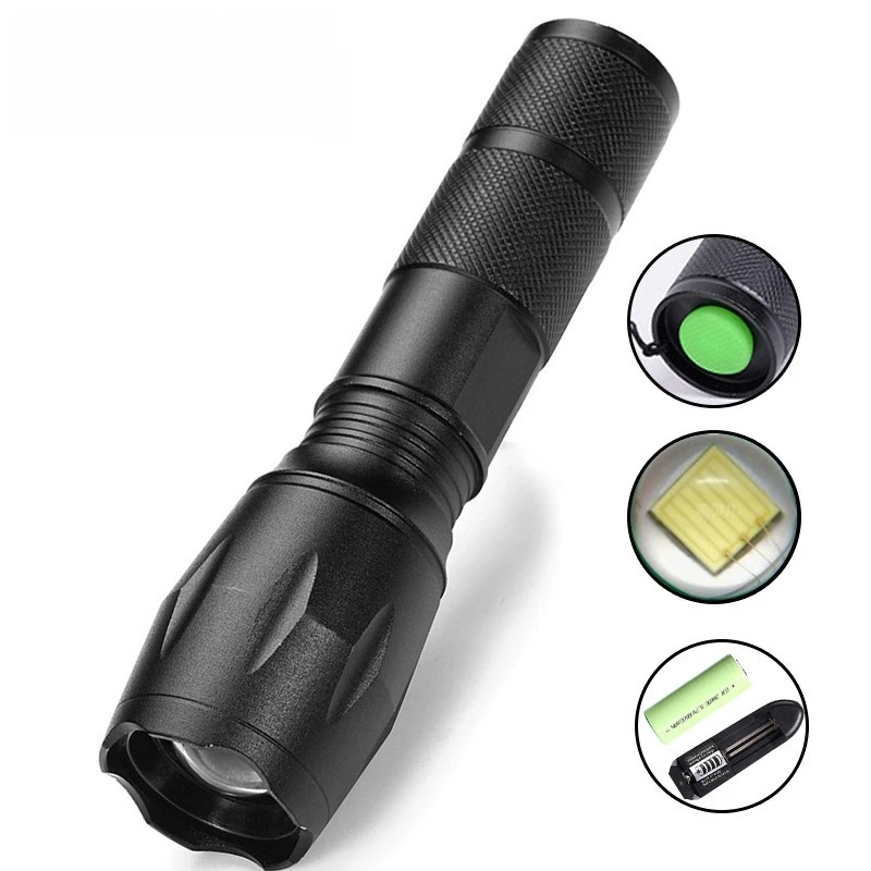 T6 Flashlight Aluminum Alloy Strong Long-Range Light Telescopic Focus Adjustment Handheld for Outdoor Use