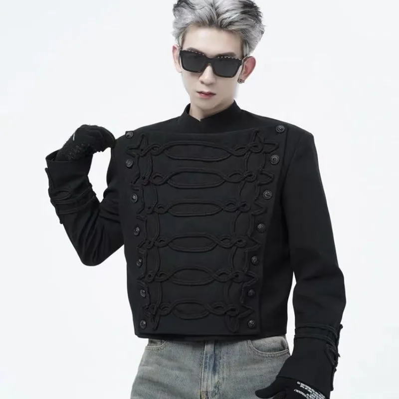 

Jacket Outerwear Suit Men's New Chinese Style Imperial Style Luxury Slim Fit Cropped Length Stand Collar New Fashionable Niche