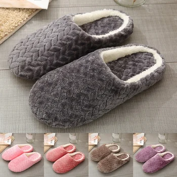 Pantofole invernali in peluche silenziose con suola morbida per le donne pantofole antiscivolo in cotone per interni scarpe da pavimento piatte per la camera da letto