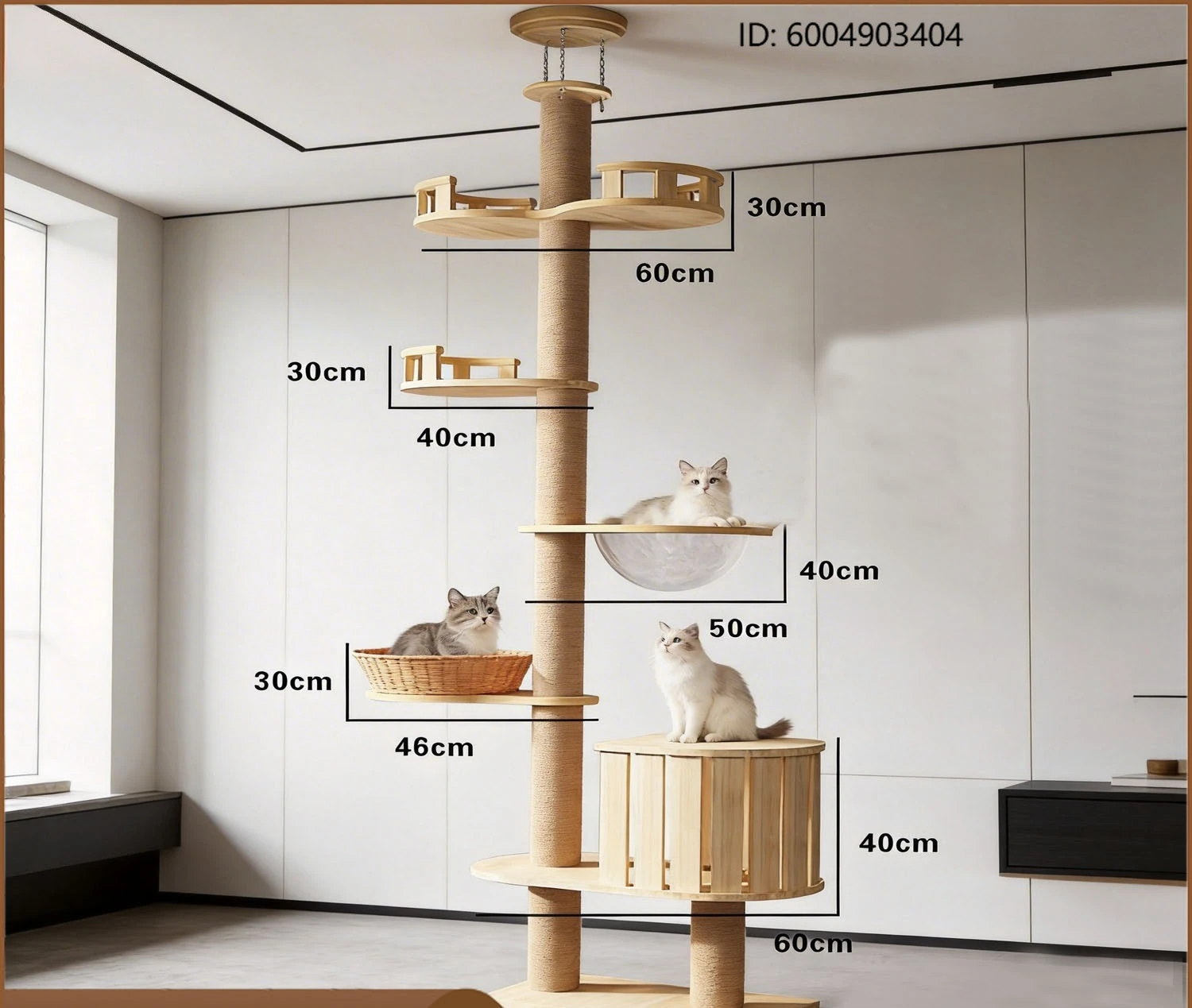 Tongtian pillar cat climbing frame nest cat tree integrated scratching board sisal large solid wood cat jumping platform