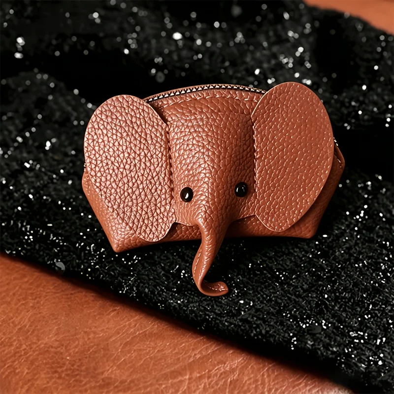 New Stitched Zipper Wallet with 3D Elephant Print, Foldable Large Capacity Multi Card Slots Design, Perfect Holiday Gift