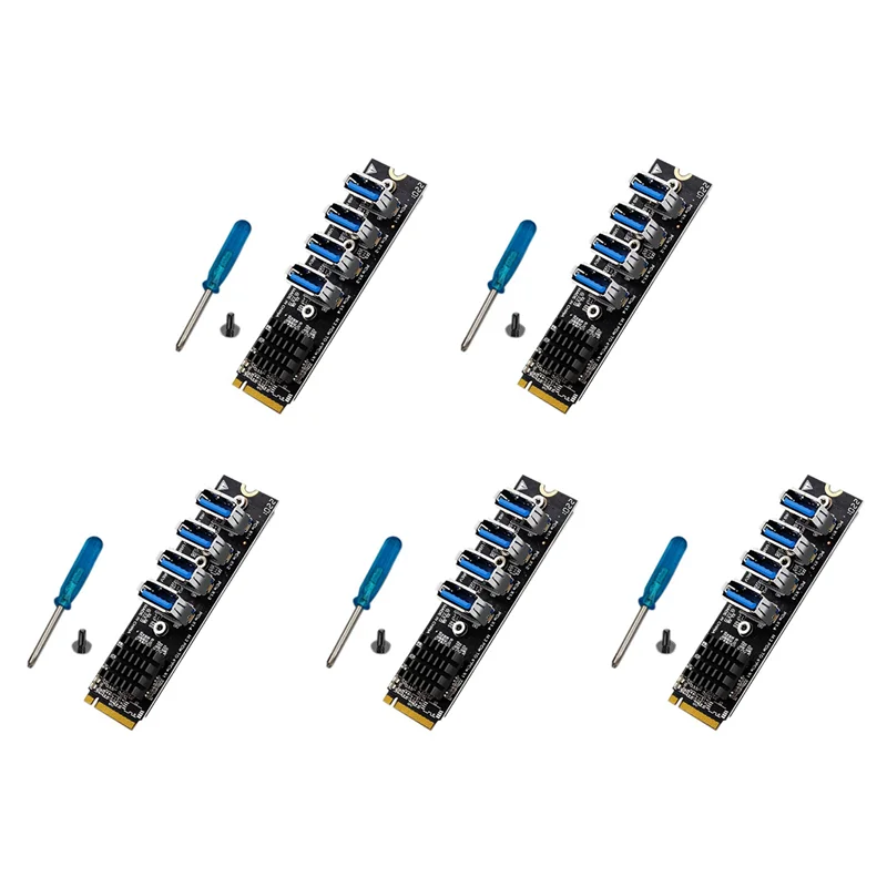

ABT-5X M.2 M-Key Pcie Expansion Cards M.2 To Pci-E X1 4 Port USB3.0 Graphics Card Expansion Adapter ASM1184E M.2 Adapter
