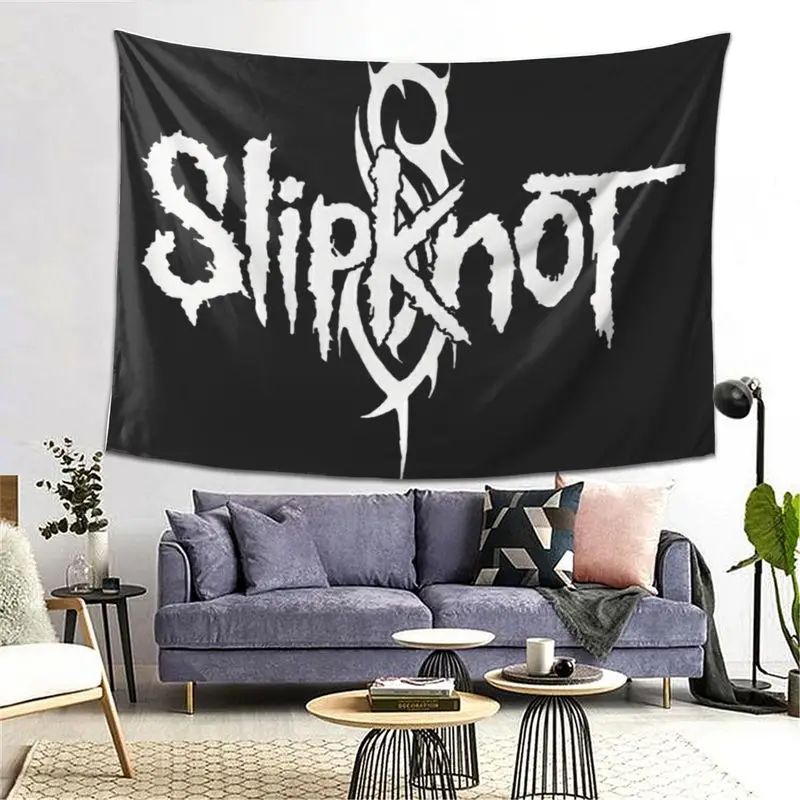 VIKAMA Band Slipknot Tapestry American Heavy Metal Style, Edgy Wall Hanging for Esports Room Background Decor