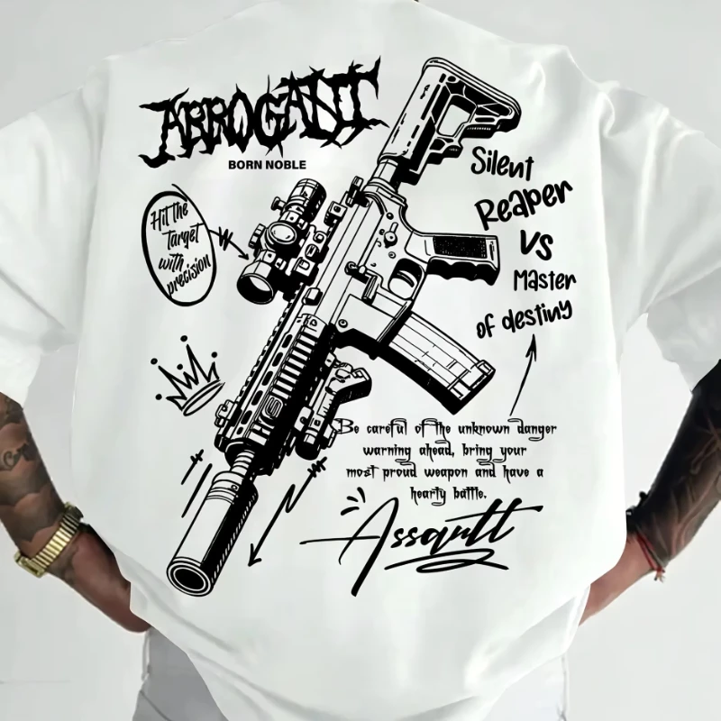 تي شيرت رجالي برسومات M4 الوطنية - تصميم "مولد لخدمة العلم الأمريكي وطباعة ملابس رجالية مريحة وناعمة