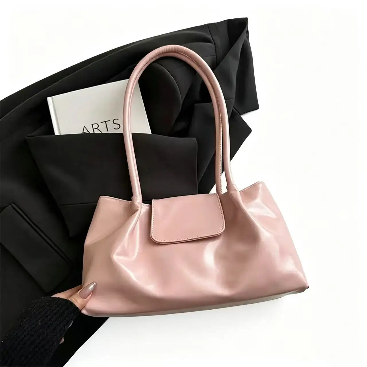 Fashionable Korean-Style Shoulder Bag for Women, Stylish Large-Capacity Commuter Underarm Bag, Simple Design Niche Handbag for Women