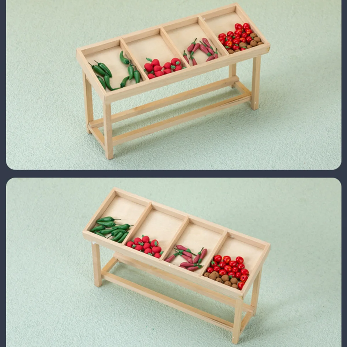 1:12 Dollhouse Miniature Fruit Vegetable Rack Storage Rack Supermarket Fruit Rack Stall Model Play House Kid Toy