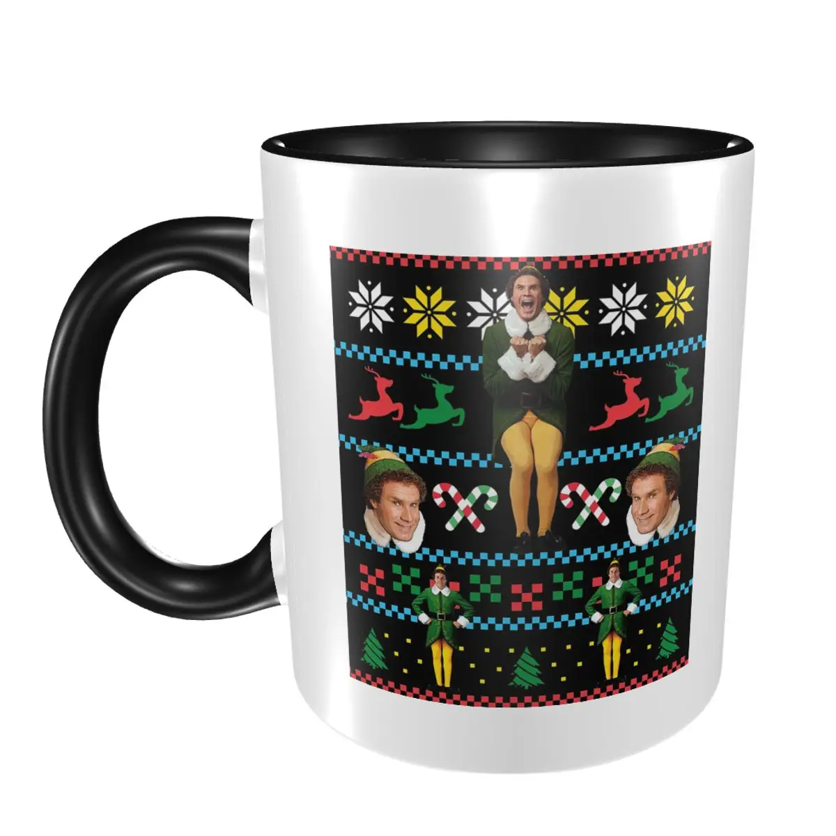 

Buddy The Elf Ugly Christmas Sweater Xmas Movie Will Ferrell Mug Ceramic Coffee Cups Tea Mugs Milk Cup Drinkware Gift for Unisex