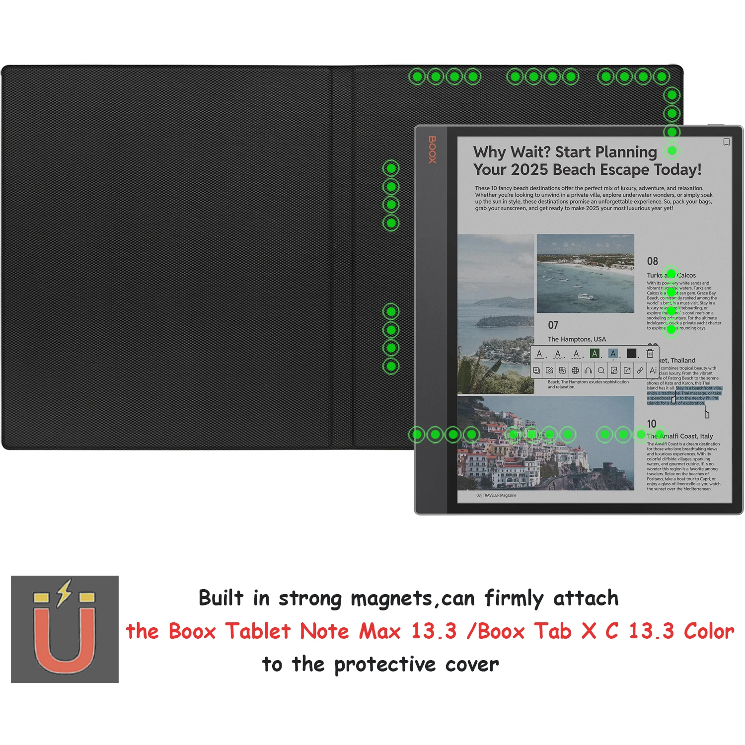 Magnetyczne etui na 13,3-calowy Onyx Boox Tab X C Color/Boox Note Max Ultra-cienka osłona stojaka z magnetyczną klamrą na długopis, automatyczne usypianie/wybudzanie — zdjęcie produktu 3