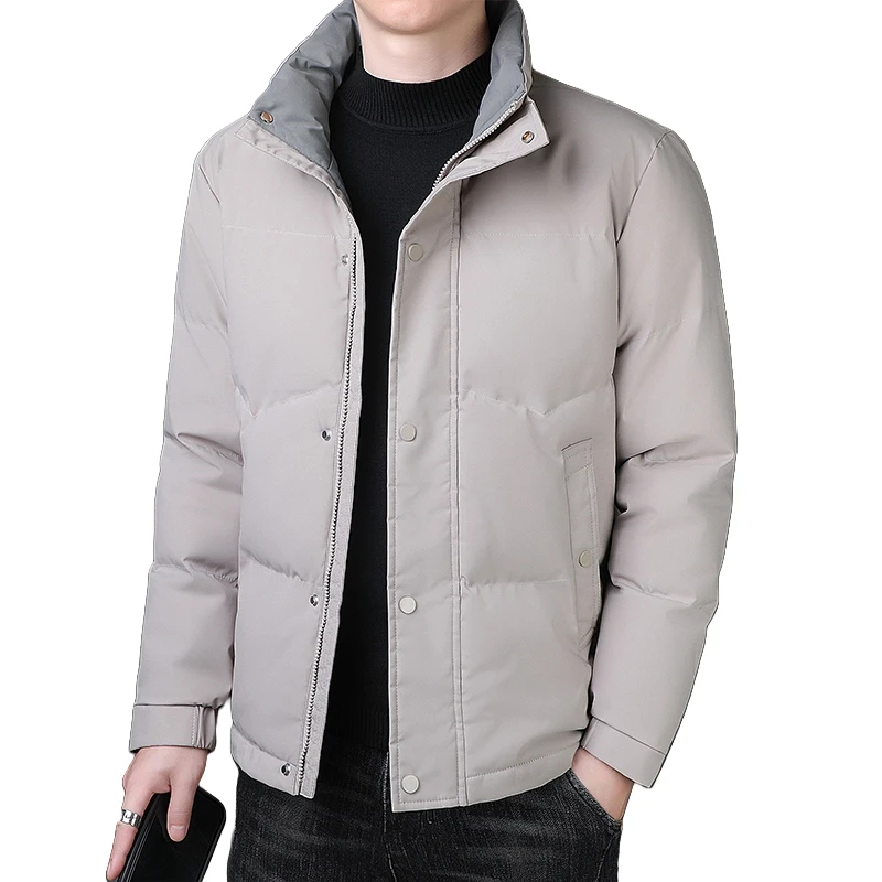 

Solid Color Parkas for Men Winter Stand Collar Warm Men Parkas Quality Outdoor Windproof Male Cotton Padded Jacket Business Coat