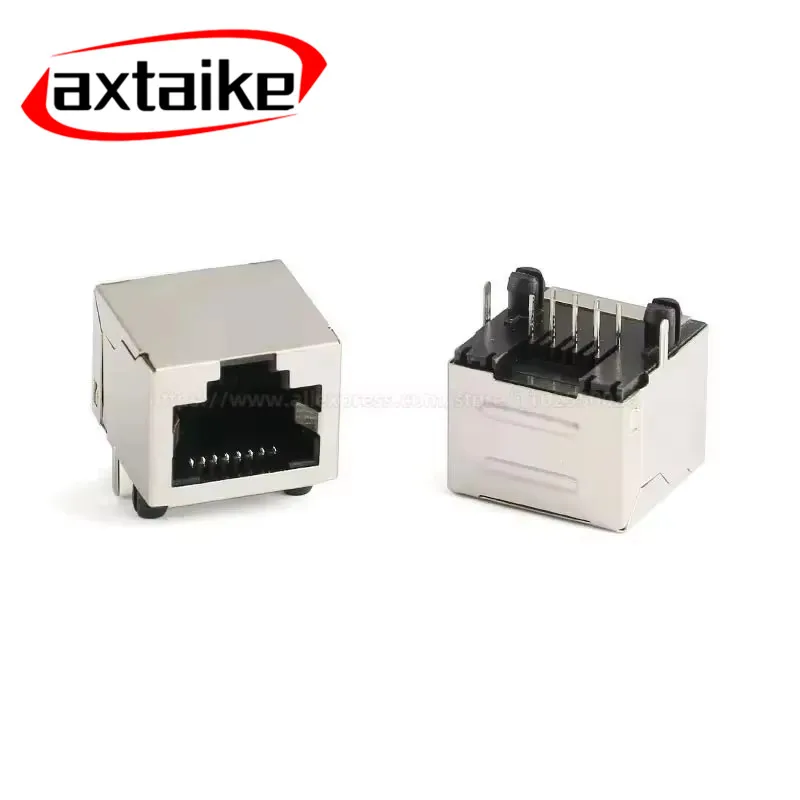 10PCS RJ45 Socket 8 Pin Cable Interface Shielded Crystal Head Light Copper Shell Connector Female 8P8C 56 58 13/15*18MM 90°