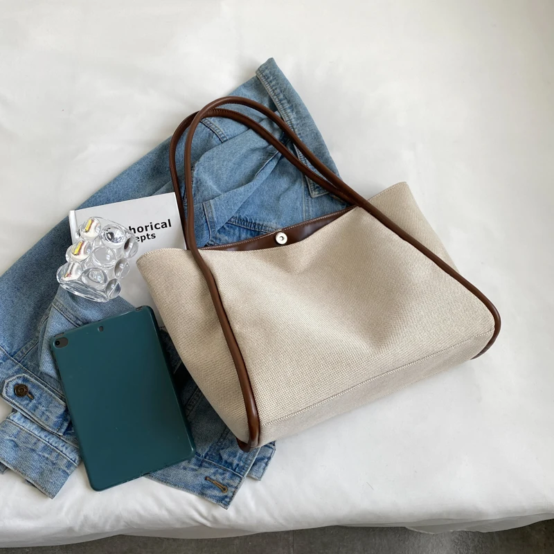 قطعة واحدة من حقيبة اليد ذات السعة الكبيرة، حقيبة دلو عصرية للعمل والتنقل، يمكن للنساء أن تحمل iPad #4