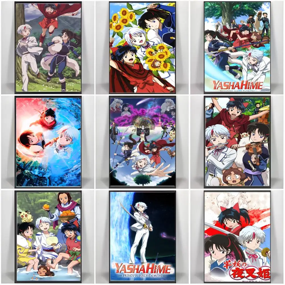 Anime Y-YashahimeS PrincessS Half DemonS Poster  Self-adhesive Art Waterproof Paper Sticker Coffee House Bar Room Wall Decor