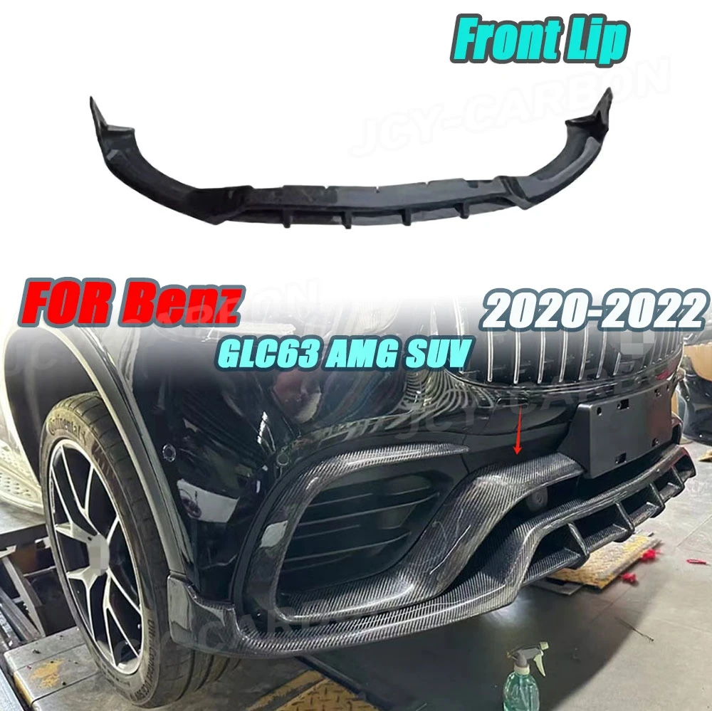 Dry Carbon Fiber For Benz GLC63 AMG SUV 2020 2021 2022 Front Lip Spoiler Diffuser Car Styling Tuning Parts Accessories