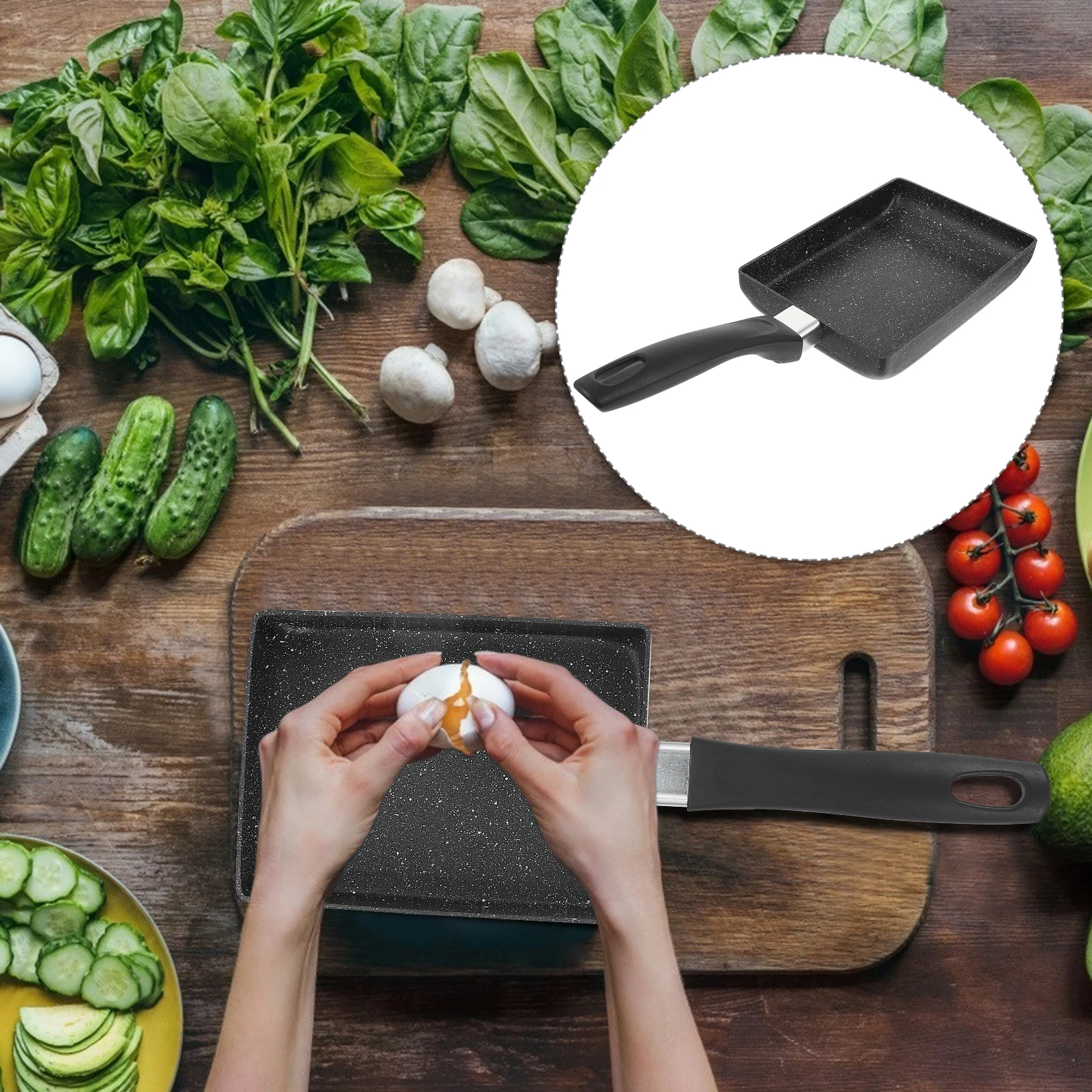 

1pc Non-Stick Square Frying Pan Flat Bottom Breakfast Pan For Eggs Pancakes Home Cooking Lightweight Easy Clean Kitchen Utensil