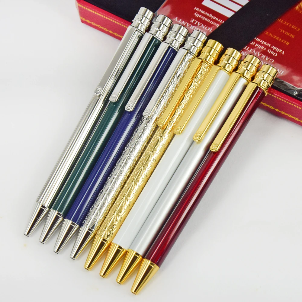 

AGD Santos Top Quality CT Classic Ballpoint Pen Lacquer Barrel Golden Trim Thin Style Santos Wiredrawing Pattern Writing Smooth