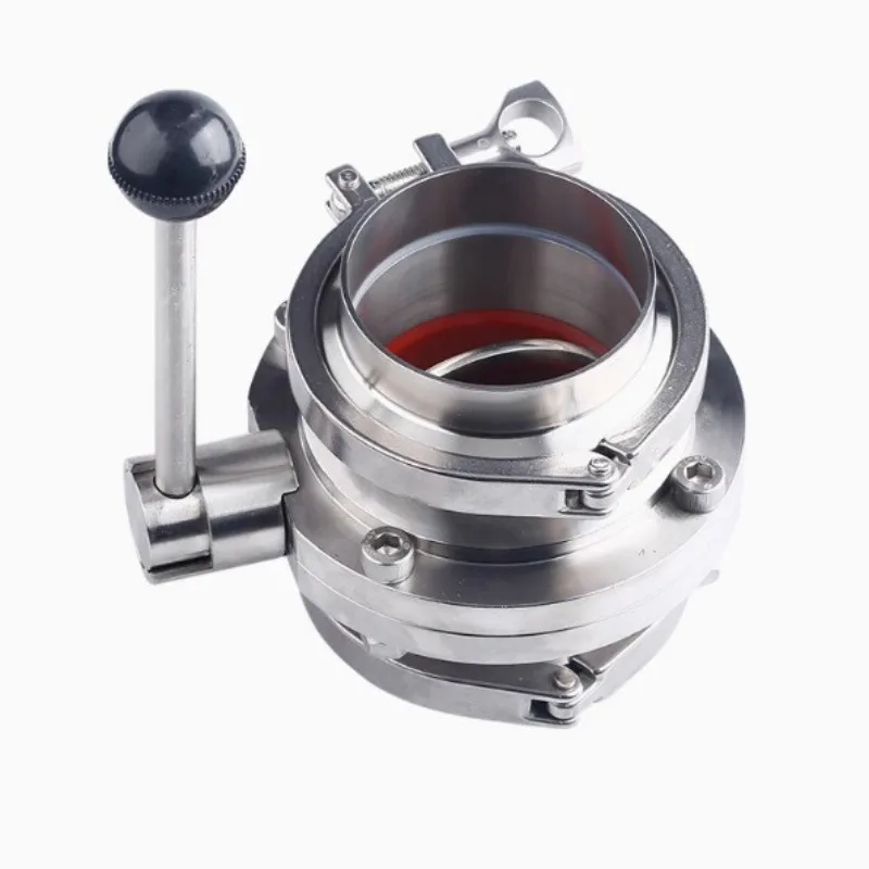 Sanitary Quick-loading Butterfly Valve 304 Stainless Steel Clamp Type Connector Butterfly Valve Complete Set of Quick-loading