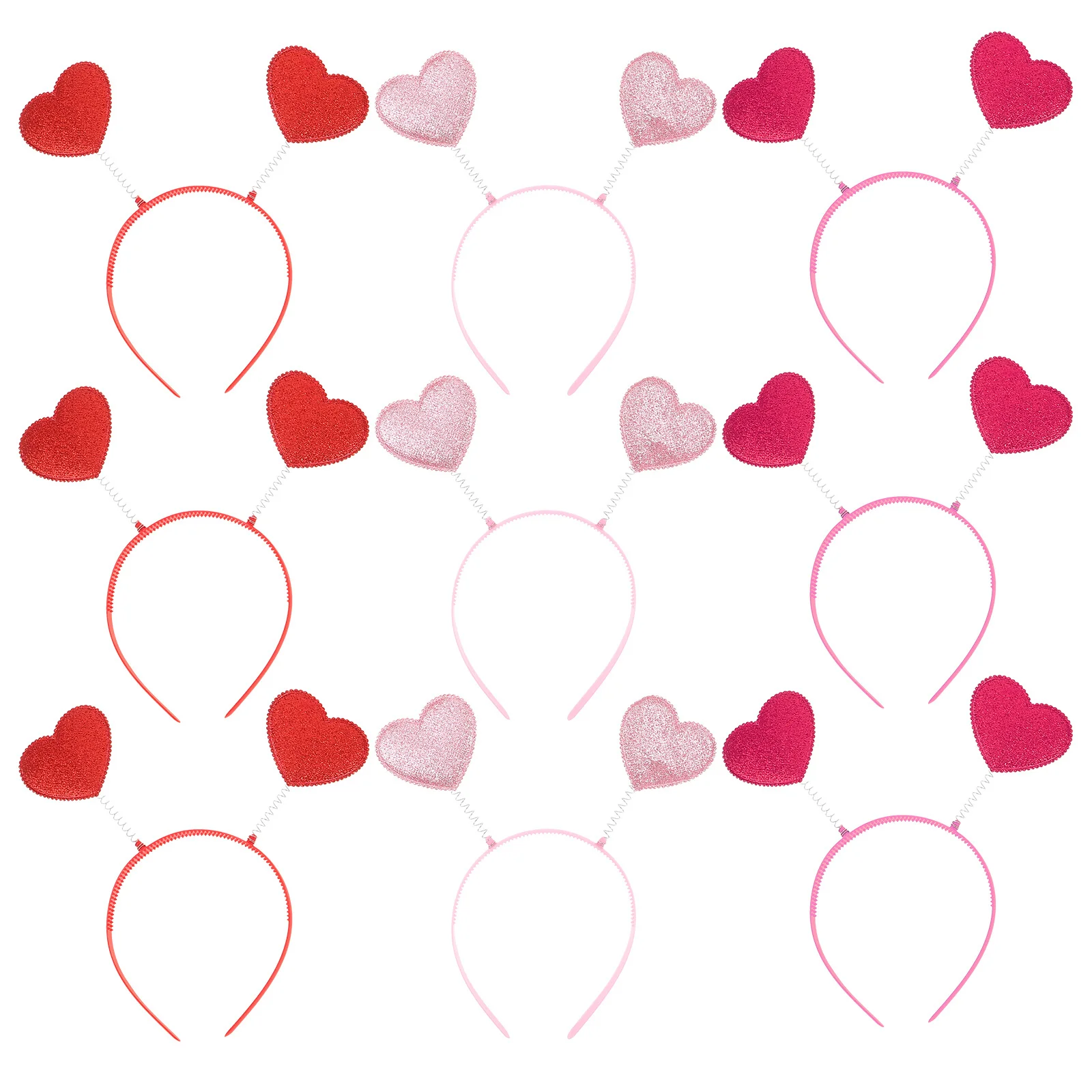 

9pcs Heart Headband Glitter Love-Shaped Party Hair Accessories Valentine'S Day Festival Costume Women Spa Headwear Red Heart