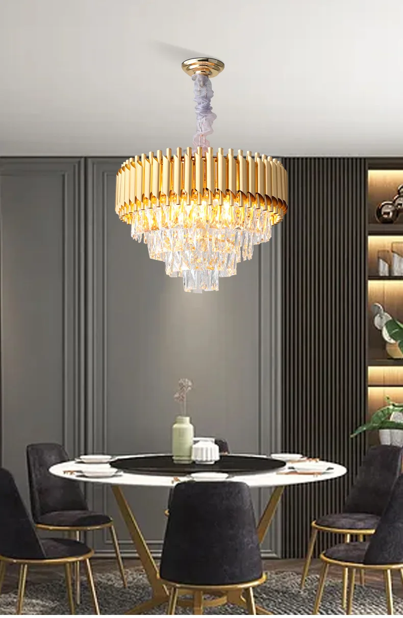 Imagem -05 - Luxo Multi-layers Crystal Pendant Chandelier Lâmpada Suspensa Moderna Preto e Dourado Cozinha Hotel Living Quarto Sala de Jantar