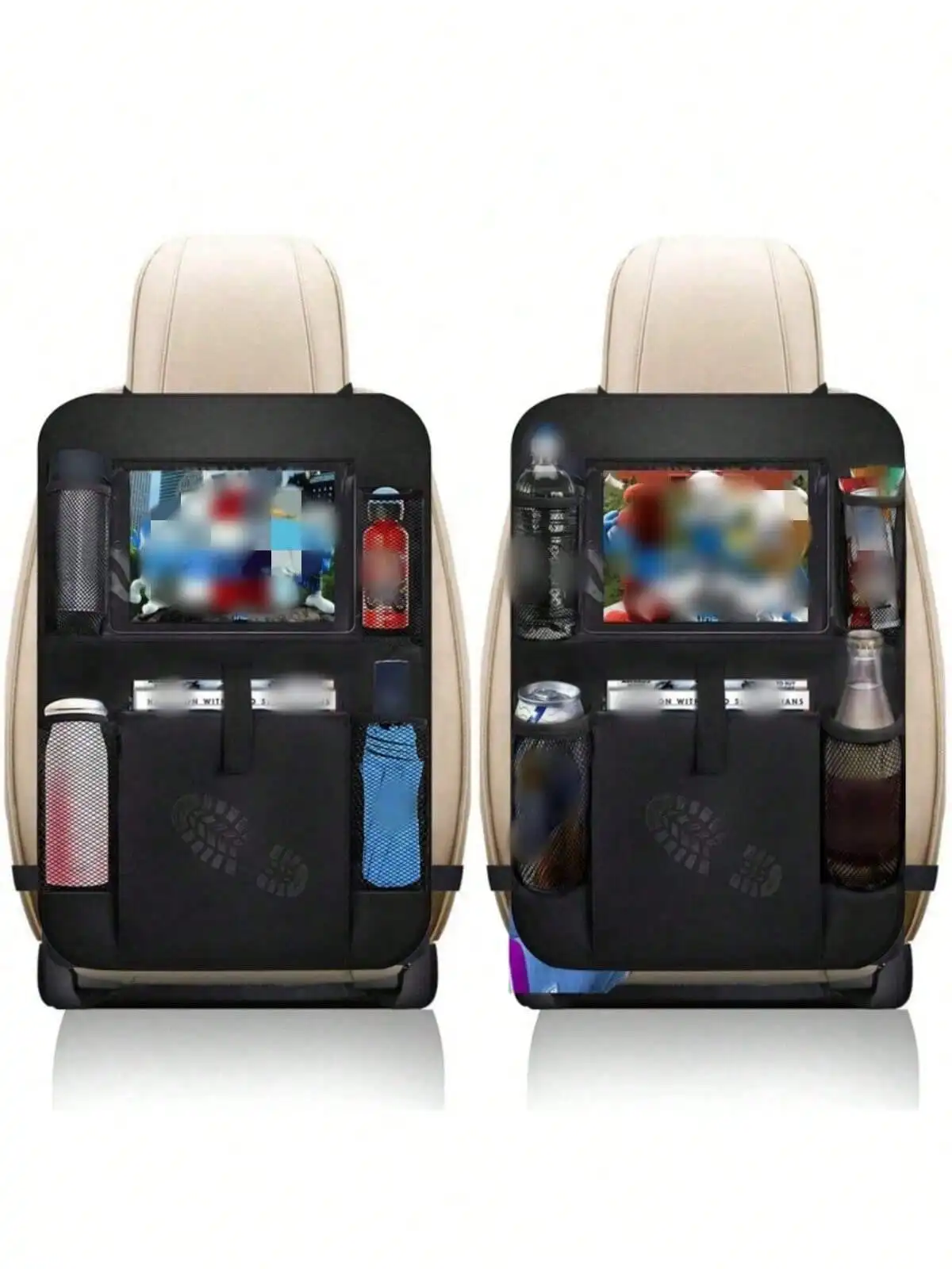 Storage Organizer, 1 Pack of Rear Seat Kick Mats with iPad Tablet Stand, Car Seat Back Protector, Which Can Prevent the Vehicle