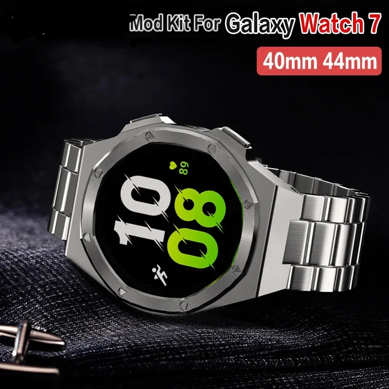 

Комплект модов из нержавеющей стали для Samsung Galaxy Watch Ultra 7, металлический корпус, безель + ремешок Galaxy Watch 40 мм 44 мм, роскошные аксессуары «сделай сам»