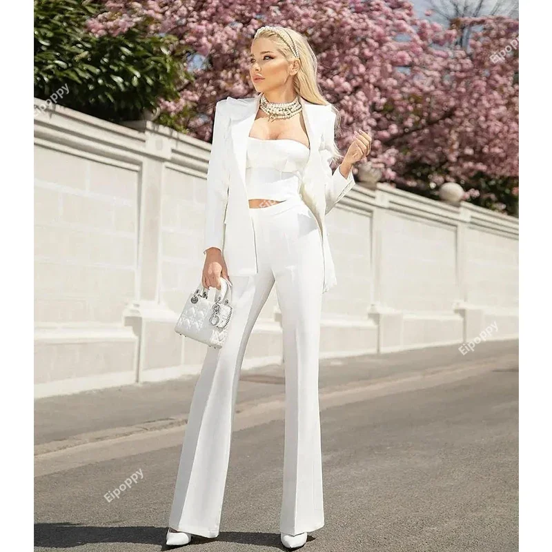 

Women Set Blazer Pant Suits Two Piece Set Office Ladies Business Single Button Flared Pants Blazer Pants Formal Suit