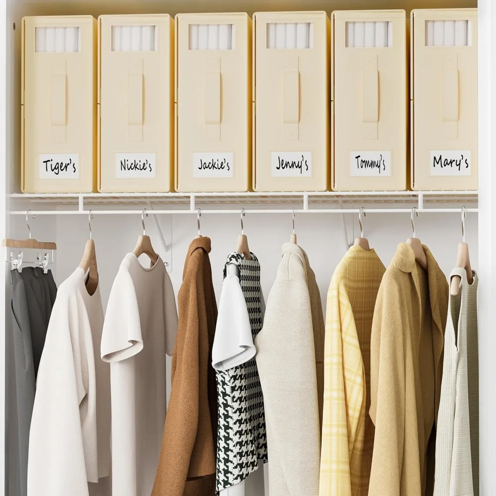 6-Pack Foldable Linen Organizers with Window and Labels, Premium Bed Sheet Storage Solutions for Efficient Closet Space