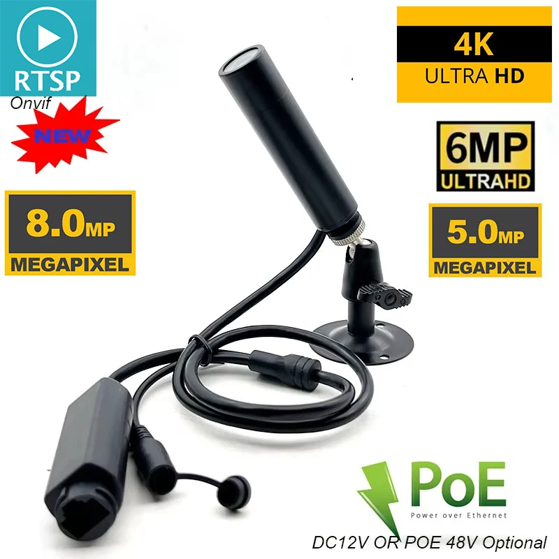 Caméra IP Mini Bullet 8MP 4K 5MP 3MP H.265 P2P avec alimentation PoE, caméra de sécurité Web, surveillance CCTV, RTSP FTP P2P Onvif