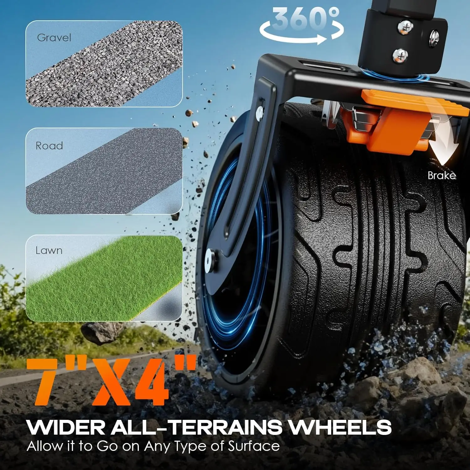 عربة عربة قابلة للطي مع عجلات صامتة لجميع التضاريس، عربة أدوات قابلة للطي شديدة التحمل لرياضات حديقة التخييم على الشاطئ