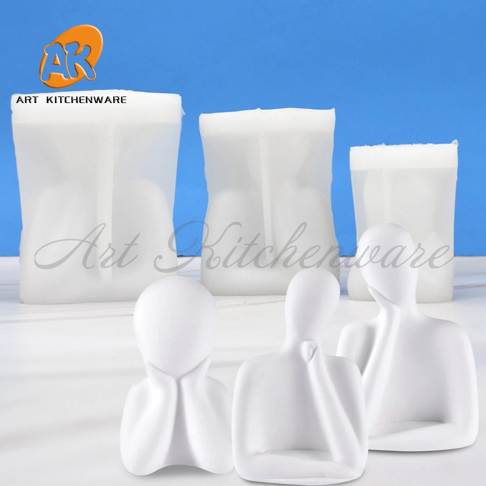 3D Cheek Support Family Candle Silicone Mold DIY Abstract Human Body Plaster Model Soap Aromatherapy Wax Mould  Home Decoration