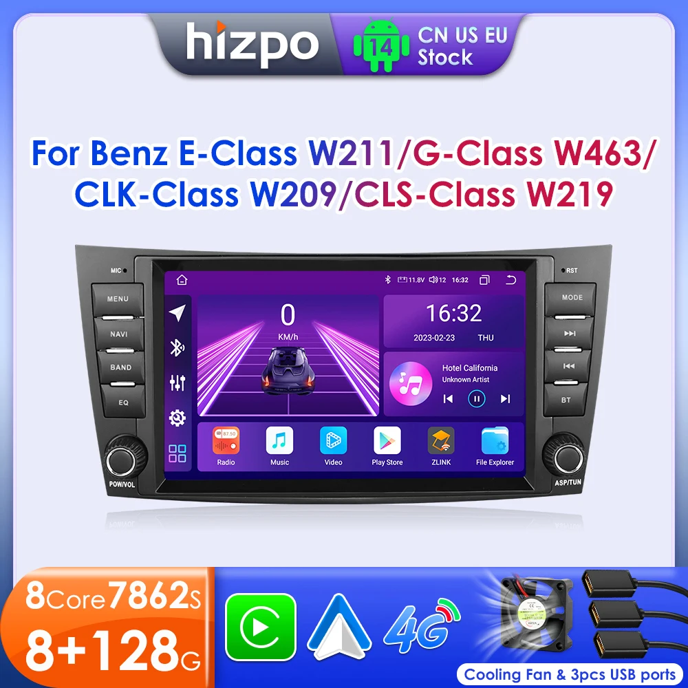 Hizpo 8 "Autoradio Stereo Für Benz E-Klasse W211 2002-2009 CLS-CLK-G-Klasse W463 W209 W219 GPS Navi AI Carplay Multimidia Player